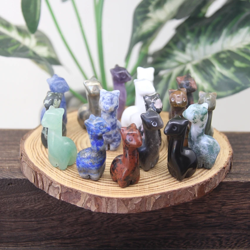 

1.5" Healing Crystal Alpaca Statue Home Decoration Carved Gemstone Reiki Quartz Lapis Cute Llama Figurine Crafts Animal Gift