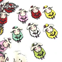 50pcslot mixed colors cute cartoon sheep decorative buttons for crafts diy scrapbooking accessories wooden buttons for clothing