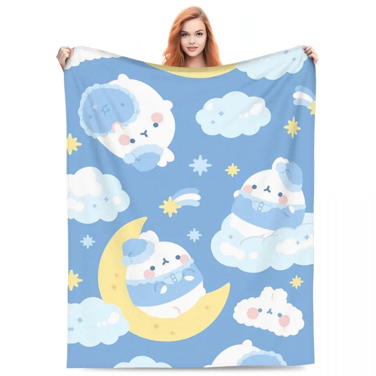 Одеяло Molangs теплое мягкое плюшевое одеяло с принтом для дивана-кровати