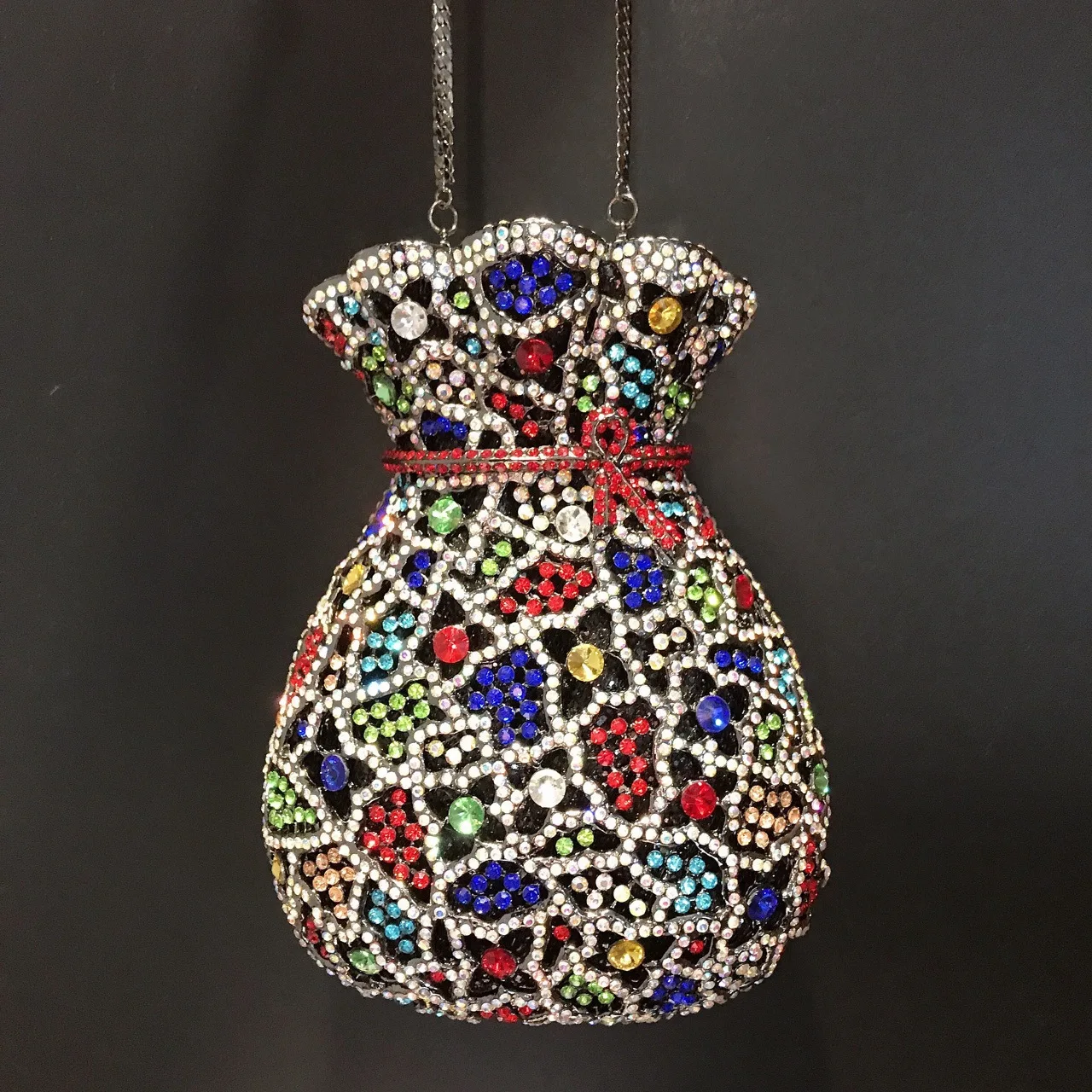 Новинка Цветочная ваза женская сумка с кристаллами металлическая цепочка