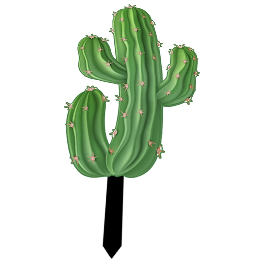 

Cactus Garden Decoration Stake Out Door Ornament Yard Outdoor Lawn Decorations Stakes Cactus-shape Insert Card Ground Inserted