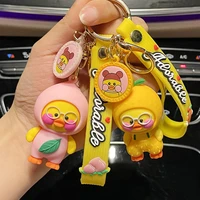 creative cartoon drip rubber car keychain fruit glasses duck cute couple bag pendant small gift