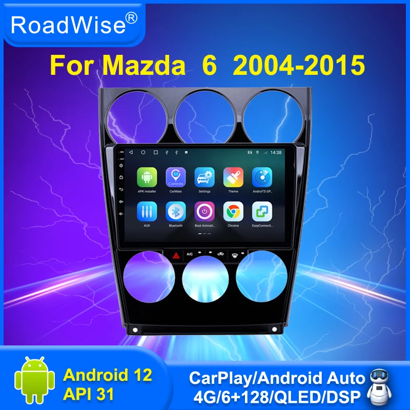

Roadwise 8+256 Android 12 Car Radio Carplay Multimedia For Mazda 6 GH 2004 - 2014 2015 4G Wifi GPS DSP DVD 2DIN Autoradio Stereo