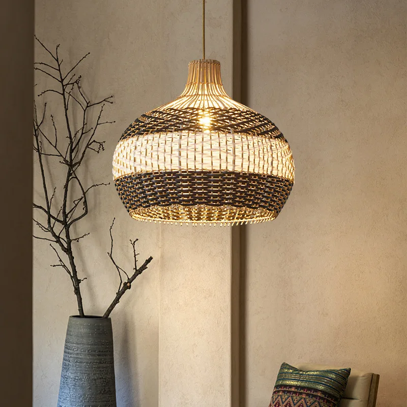 

New Color Matching Rattan Lamp Vintage Pendant Light Fixtures Retro Hanglamp Dining Room Decor Restaurant Suspension Luminaire