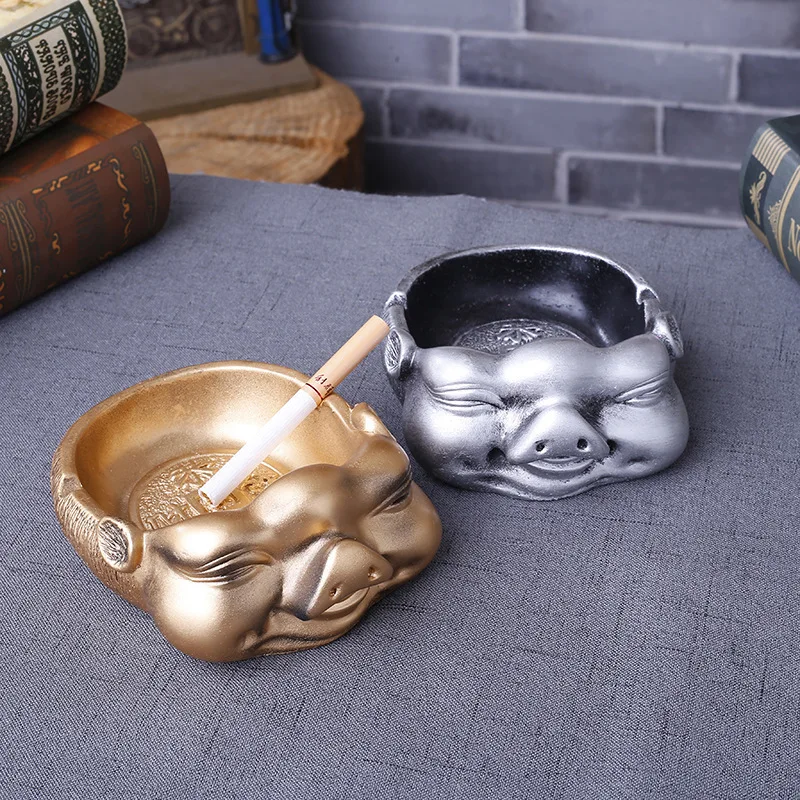 

Lucky Pig Ashtray Creative Personality Decoration Resin Crafts Hotel Accessories New Year Gift Ash Tray