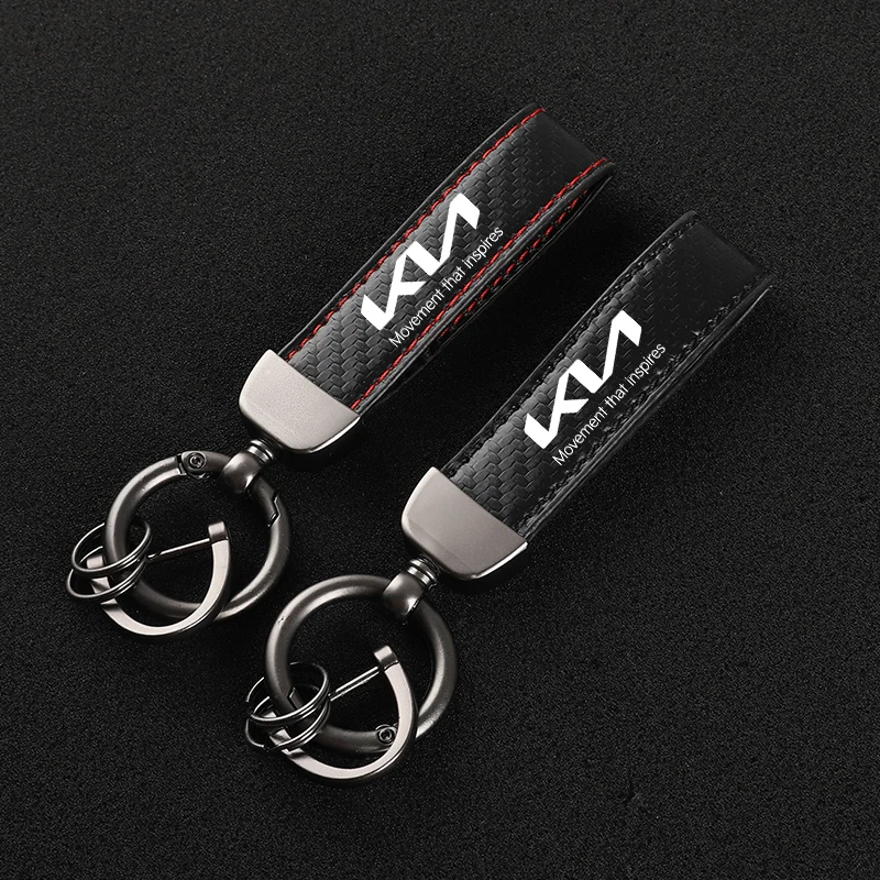 

High-Grade Leather Car KeyChain 360 Degree Rotating Horseshoe Key Rings For Kia K5 K3 Sportage Picanto RIO 2 3 4 Car accessories