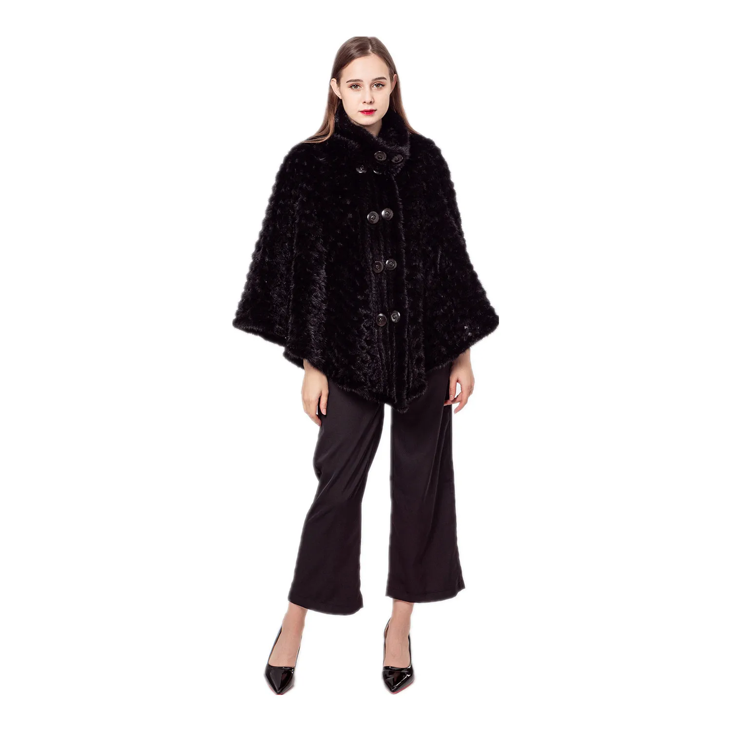 Вязаная шаль из меха норки для званного ужина Новый французский дизайн