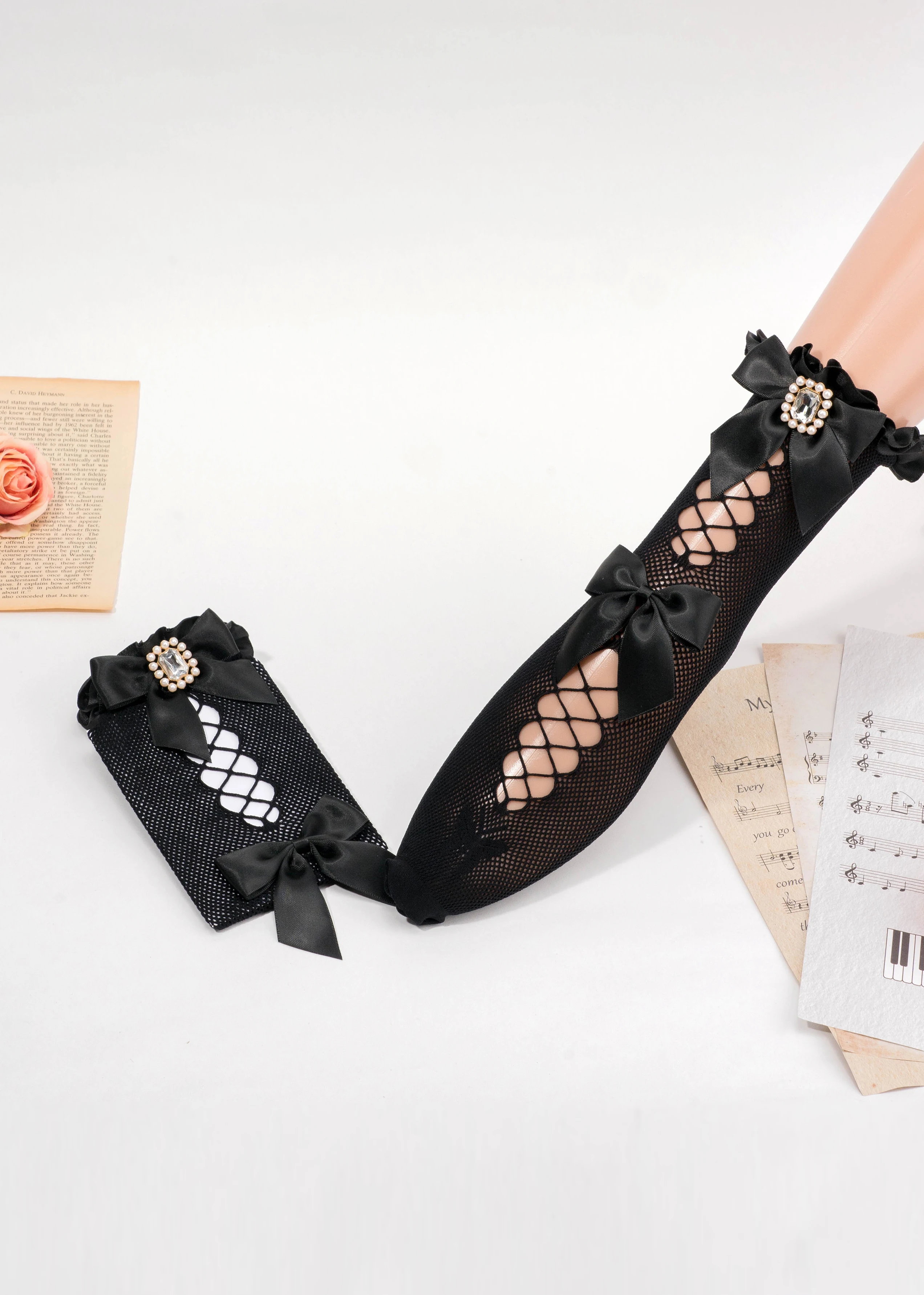 Japanese Style Summer Socks Mine Mass-Produced Lace Square Diamond Bow Sweet Cute Girl Socks Calf Mesh Stockings for Women