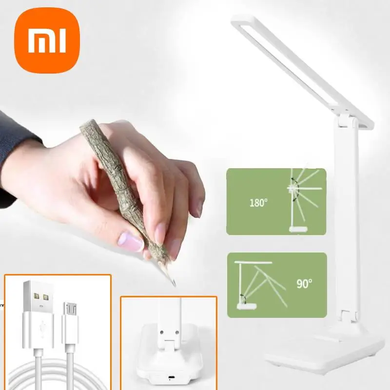 

XIAOMI LED Table Lamp Eyes Protection 3 Modes Touch Dimmable LED Light Dormitory Reading USB Rechargable Battery LED Desk Lamps