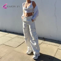 summer hollow out womens straight pants high waist casual cargo pants streetwear fashion outfits denim pants y2k pants