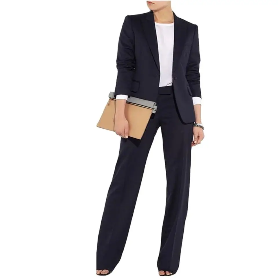 

Женский брючный костюм, темно-синий пиджак и штаны