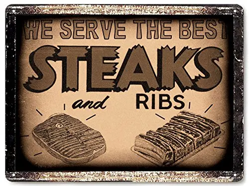

Butcher Ribs shop meat meat Sign Barbecue BBQ steak restaurant diner deli / vintage style retro Wall decor