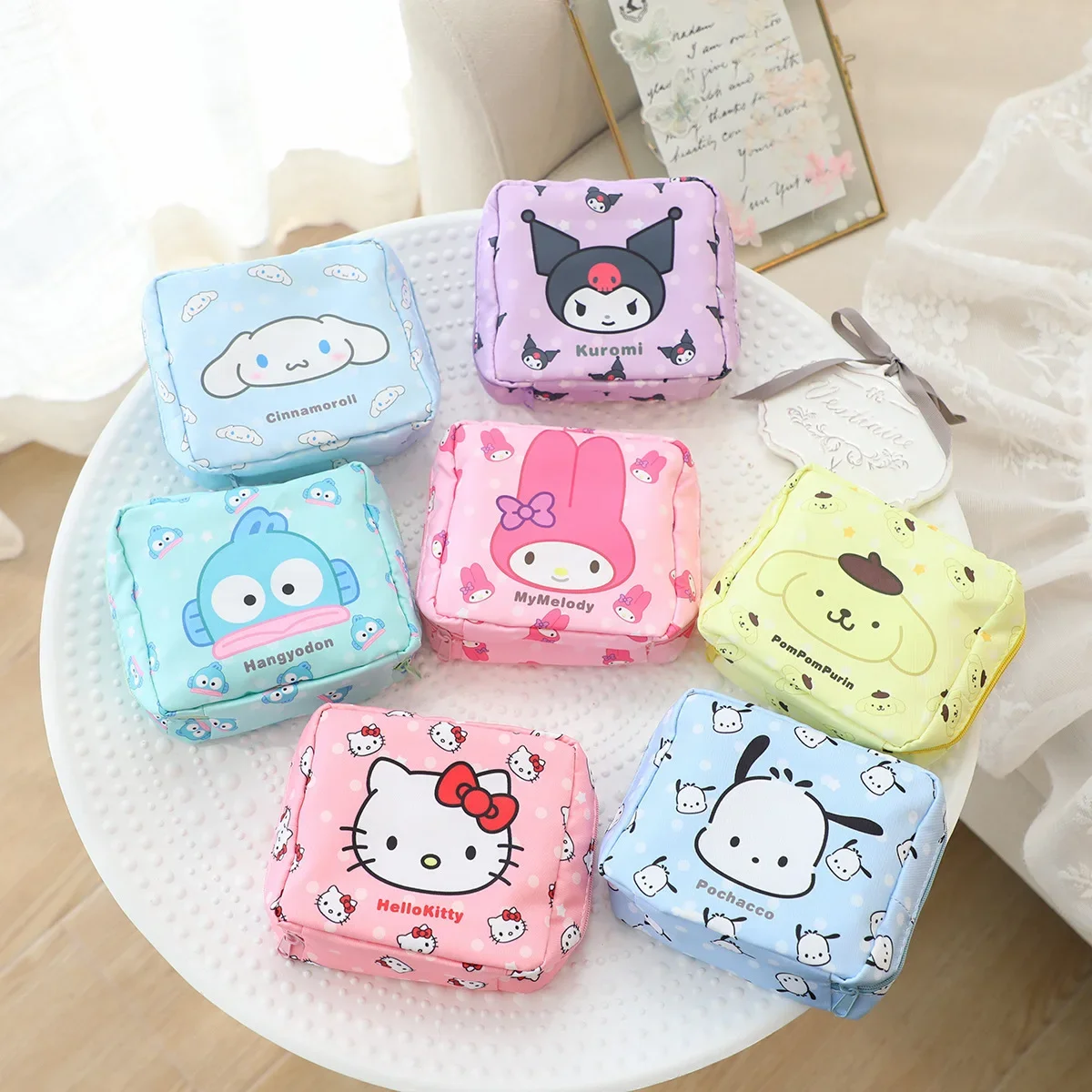 Портативная менструальная сумка для женщин милая Sanrio Kuromi My Melody Cinnamoroll с дизайном