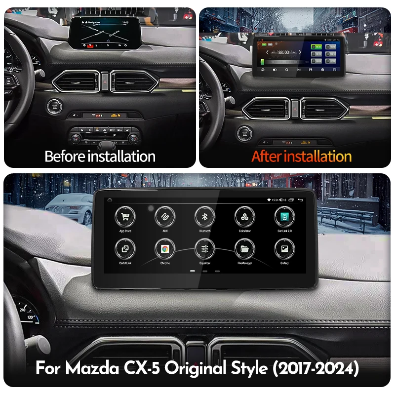 Фото Для Mazda CX5 CX-5 CX 5 2017 2018 2019-2024 1920*720 Android 14 экран мультимедийный видеоплеер CarPlay автомобильное радио авторадио авто №2