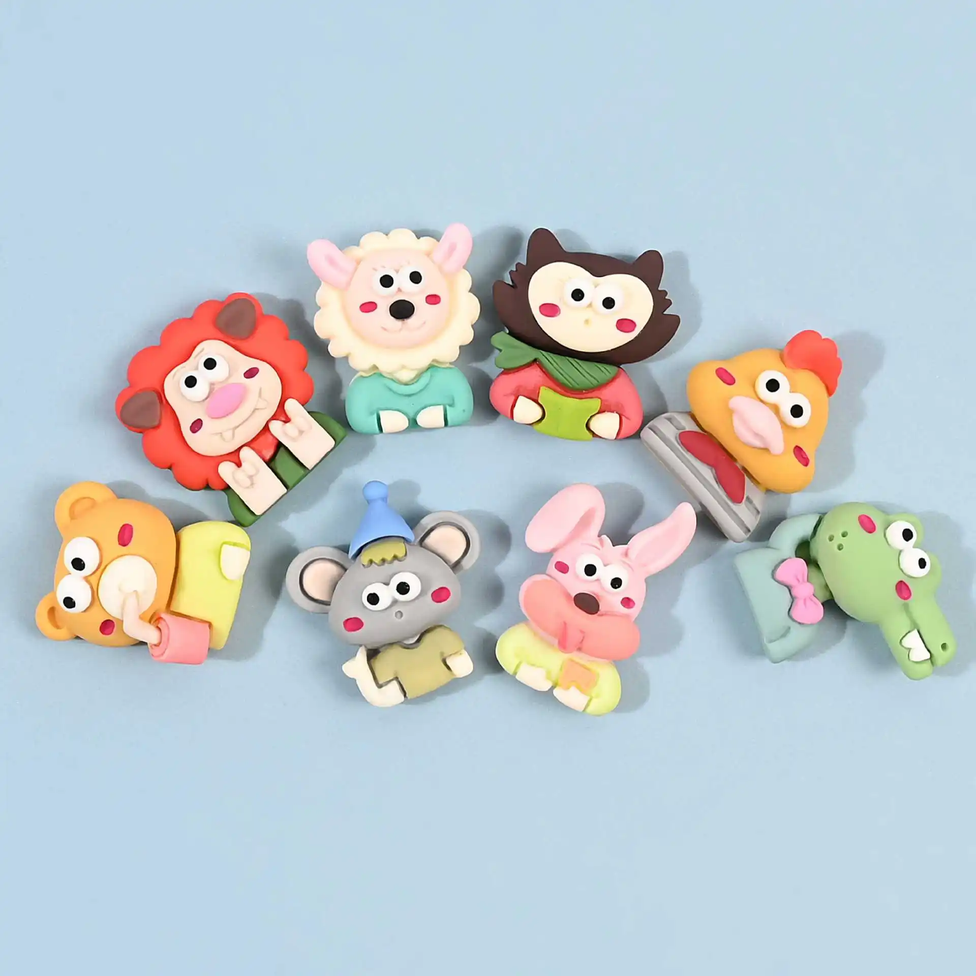 

10pcs Kawaii Resin Animal Series Diy Charms Flatback Cabochon Figures Crafts Miniatures Dollhouse Mini Figurine Phone Decoration