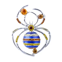 wulibaby big enamel spider brooches for women unisex 2 color rhinestone party casual brooch pin gifts