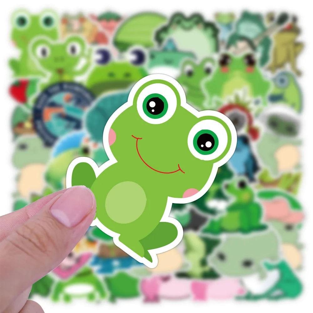 

50pcs 2022 Cute Frog Korean Kawaii Animal Sticker for Phone Kids Stationery Notebook Journal Handbook Planner Luggage Laptop Car