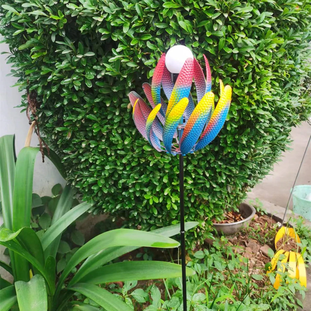 

Colorful Spinner Windmill Garden Decoration Rainbow Color Garden Rotation Glitter Solar Windmills Glow Colorful Toy Home
