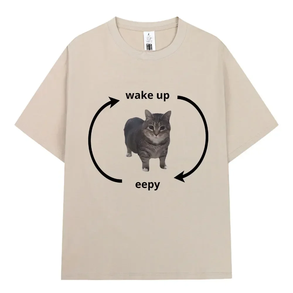 Футболка Eepy Kitty с надписью Wake Up Забавные футболки забавным котом животным