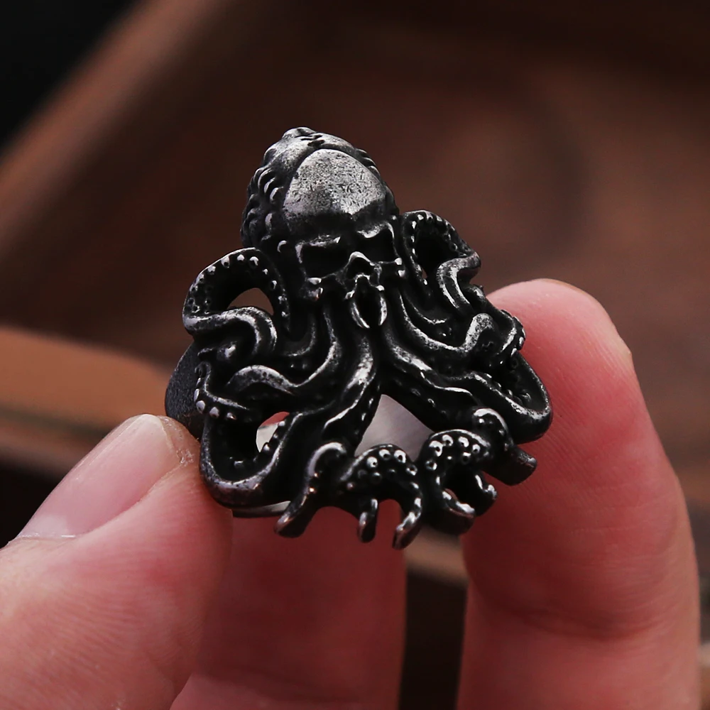 

Vintage Black Octopus Skull Ring Stainless Steel Cthulhu Ring For Men Punk Biker Unique Fashion Jewelry Gifts Dropshipping