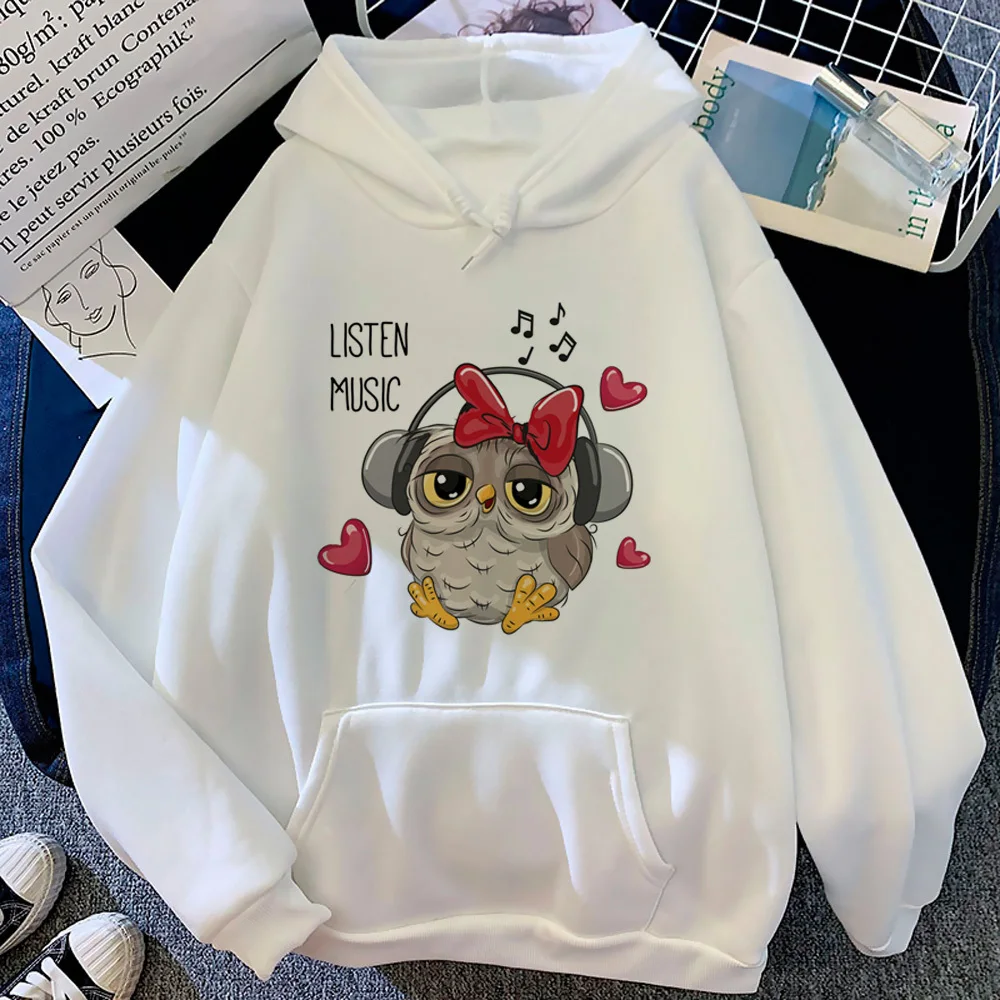 Owl hoodie soft fabric printed design patterned clothes for teens kawaii girl sweatshirts tracksuits graphic