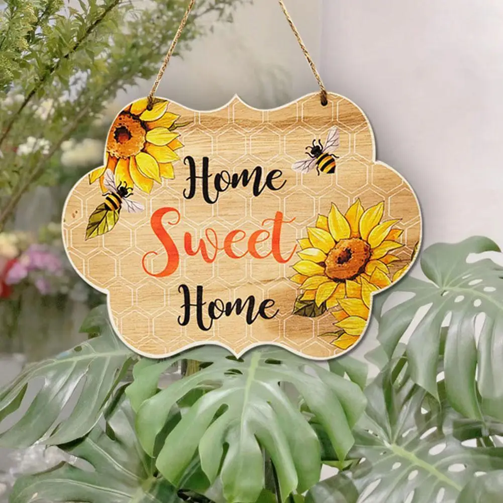 

Welcome Door Sign Bee Day Decor Home Decor Ornament Sign Crafts Bee Wooden Art Ornament Pendant Decoration Hanging Bee Q9M3