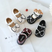 spring autumn baby girls single leather shoes toddler princess shoes soid color cute pearl childrens flats