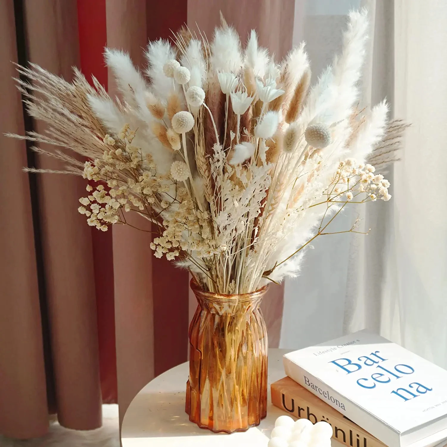 

104 pcs / Dried Pampas Grass ,Pompous Grass,Bunny Tails Dried Flowers Reed Grass,for Flower Arrangements Boho Wedding Home Décor