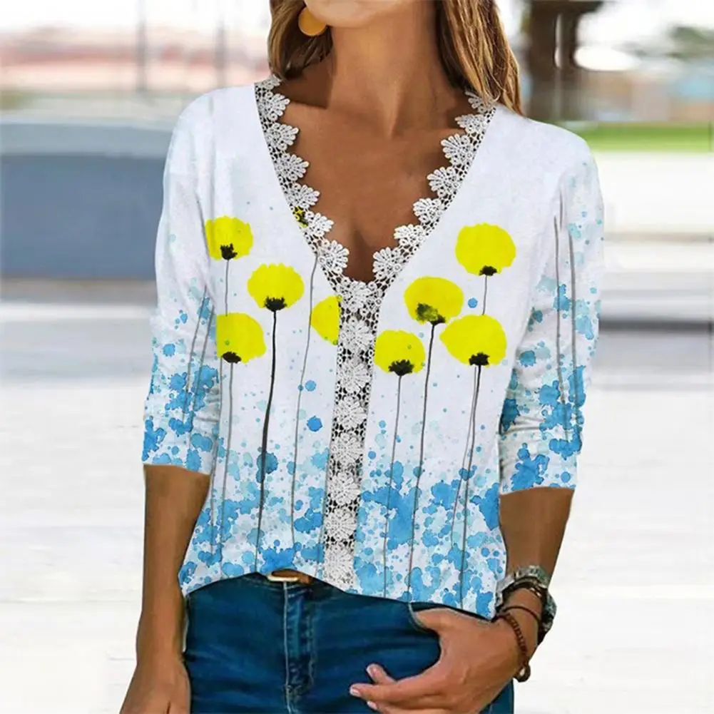 

Футболка женская с богемным принтом, супермягкая рубашка с рукавом три четверти, из полиэстера, для повседневного использования