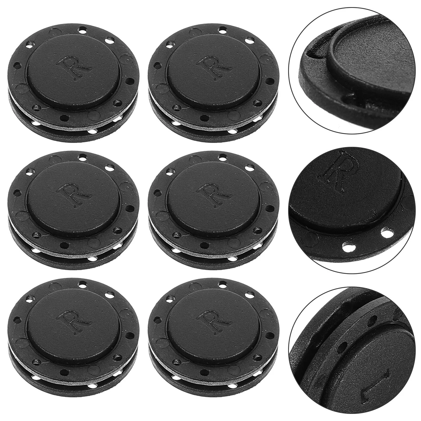 

6 Pairs Magnetic Buttons Coat Snaps Buttons Invisible Snaps Fasteners Press Studs DIY Sewing Accessories (Black, Diameter 2.2cm)