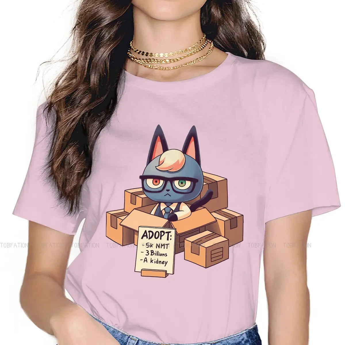 

Raymond in Boxes Cat Smug Villager Kawaii Graphic TShirt Animal Crossing Timmy Game Style Streetwear T Shirt Female Tee Unique