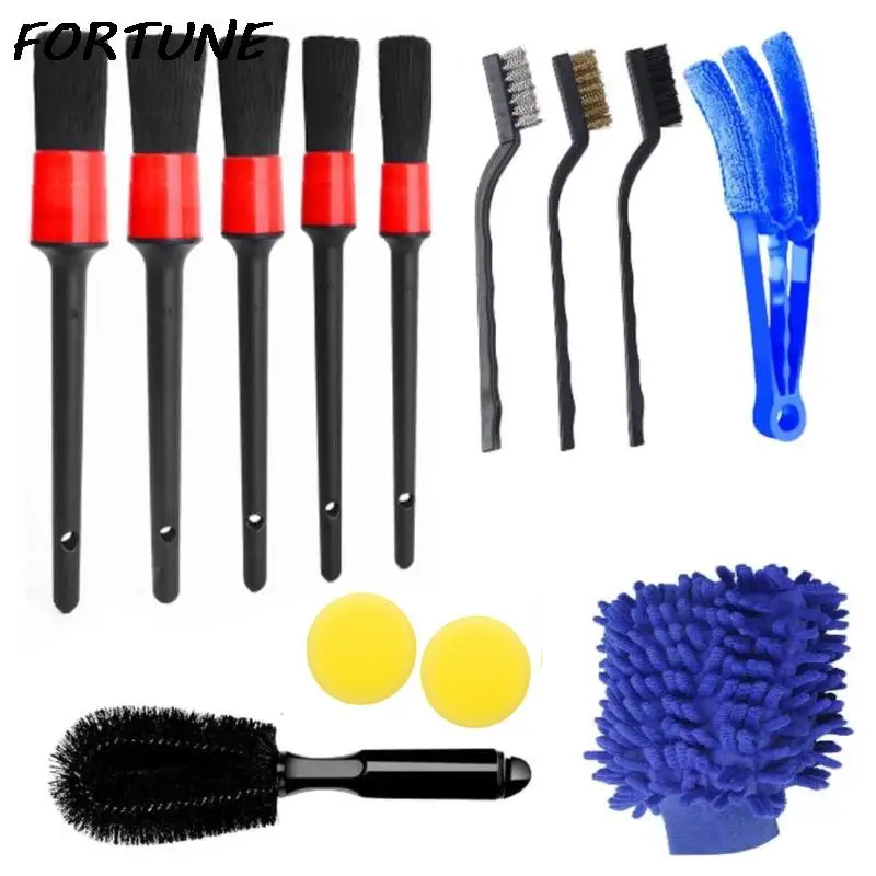 

13pcs Car Cleaning Detailing Brush Set Dust Removal Brush Auto Air Vents Care Clean Car Motorcycle Interior Exterior Clean Tools