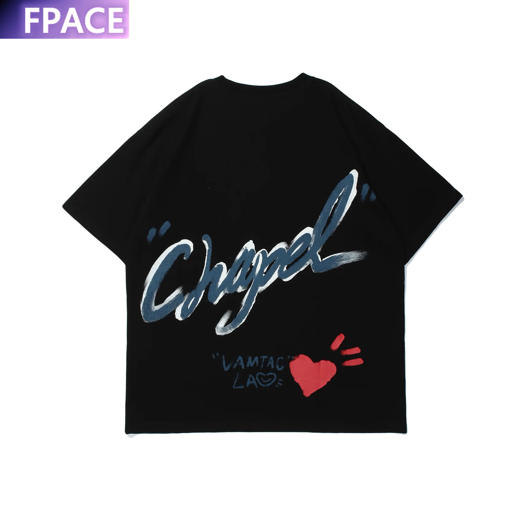 

Designer Original High Street Trendy Brand Men Women Painting Letter Pattern Short Sleeve T-shirt Top Loose Cotton Tees Clothing