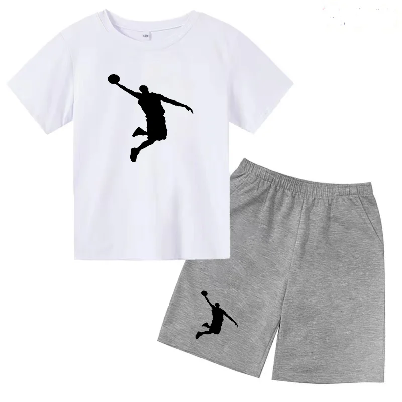 T-shirt Set Boys Summer Basketball Idol Training Girls Brand Sports Clothes Top Shorts 2 Pieces Children's Clothes Holiday Gift
