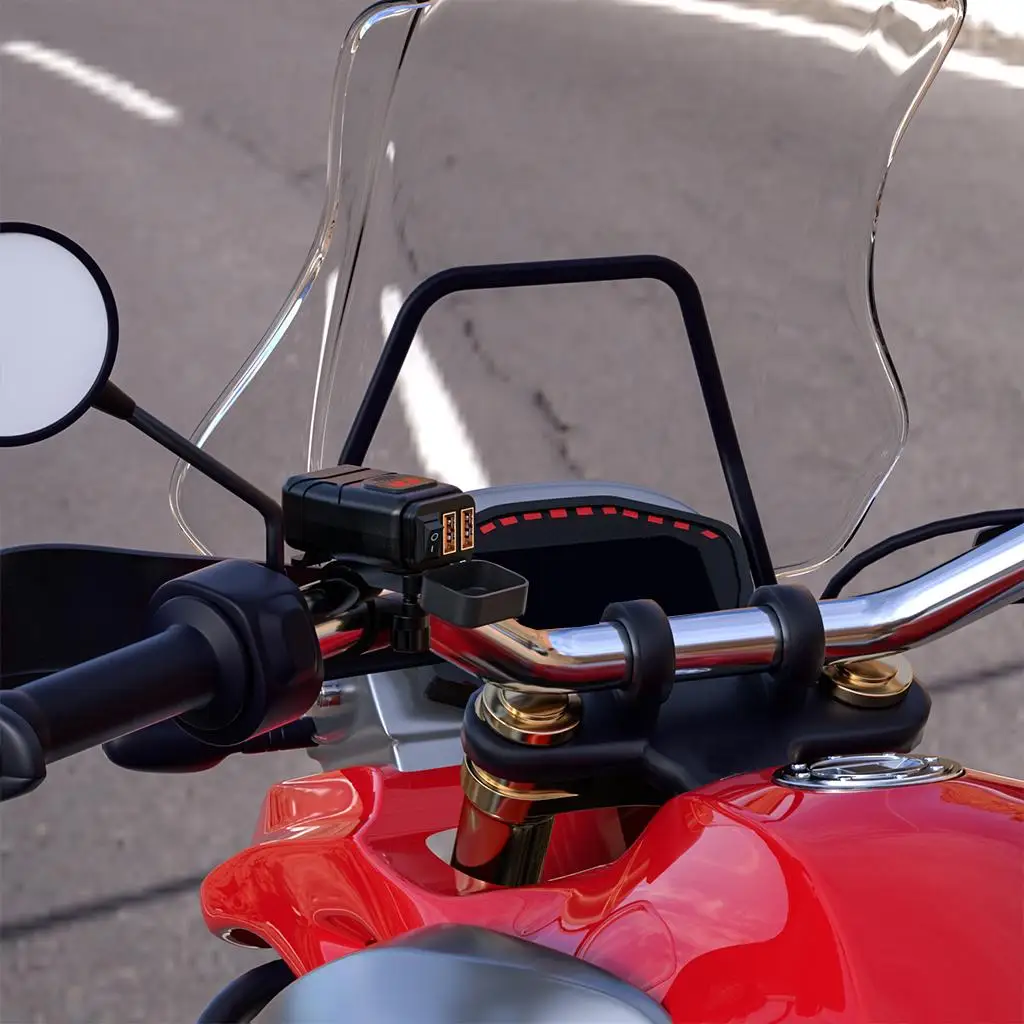

Motorcycle Dual USB Charger Kit SAE to USB Adapter Phone Tablet GPS Charger