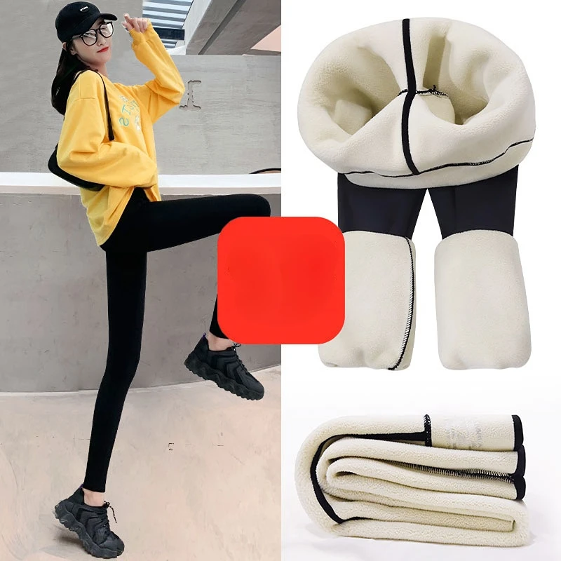 Fleece-Lined Skin Leggings Women Spring Autumn Winter Thickened Cotton Pants OutWear Tight Yoga Cashmere Leggins Mujer