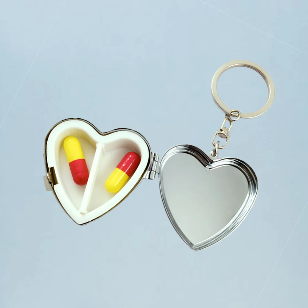

1 PC Heart Shape Box Vitamin Box Metal 2 Slots Organizer Container for Travel Outdoors
