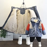 boys coat jacket outwear tops cotton 2022 cute thicken plus velvet winter autumn school gift overcoat childrens clothes