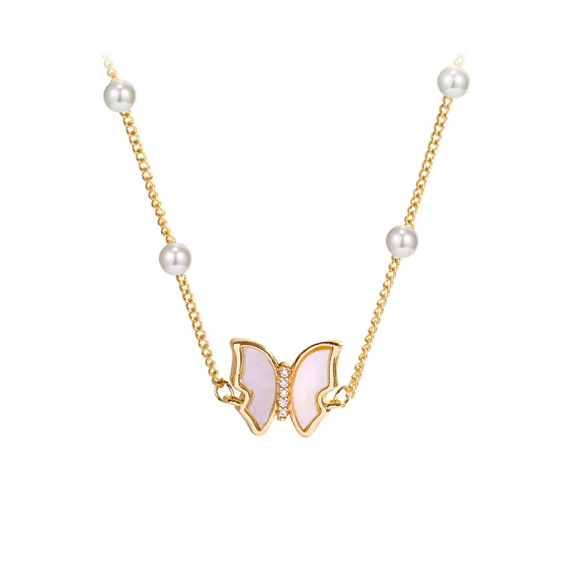 New in Style Butterfly Charm Bracelet - Faux Pearls Chain Bracelet for Girls Women Gold Filled Butterfly Anklet Lucky Gift for M