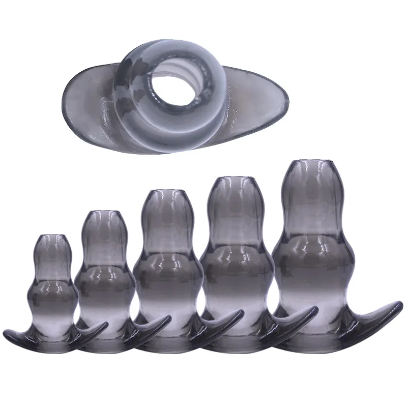 

5 Sizes Hollow Anal Plug Soft Speculum Prostate Massager Hollow Butt Plug Huge Dilator BDSM Enema Sex Toys For Woman Couples