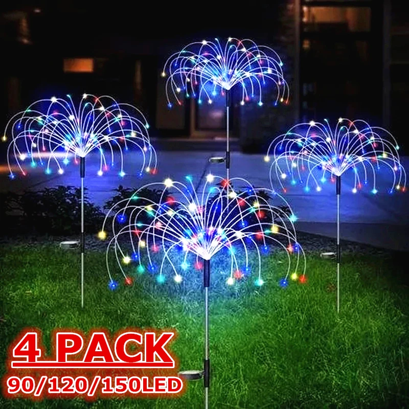 

2/4/6 шт./упаковка, солнечные фейерверки, 90/150 светодиодов