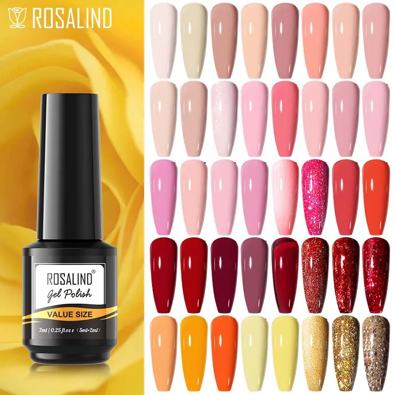 

ROSALIND Gel Nail Polish Pure Pink Blue Color Cheap UV Nail Enamel Semi-Permanent Varnish Base Coat Primer All For Nail Art