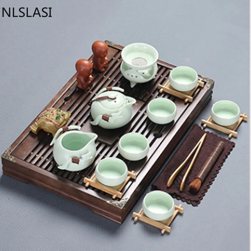 

style purple sand ceramic tea set set drawer type tea tray tea set teapot household drinking utensils NLSLASI