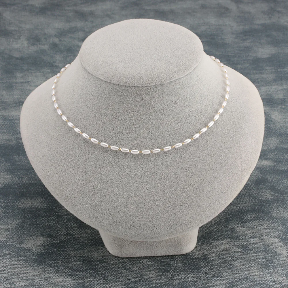 Белые ожерелья из нержавеющей стали с искусственным жемчугом для женщин