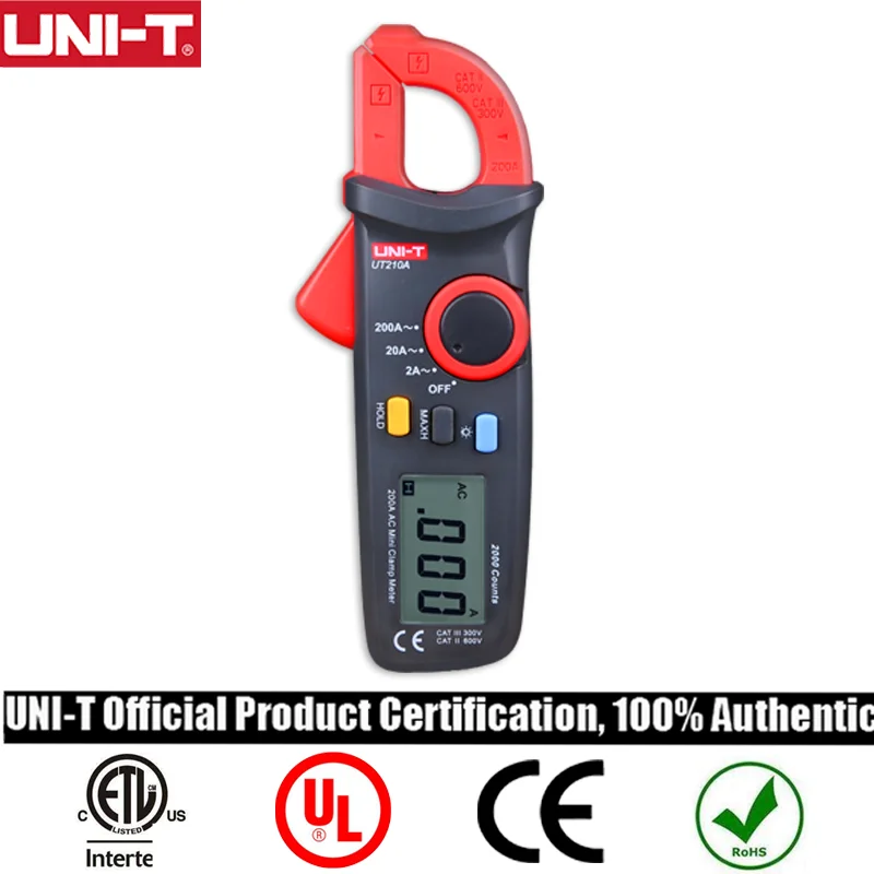 UNI-T Clamp Ammeters UT210A/B/C/D/E Mini Multimeter Digital Clamp Multimeter AC/DC Current Resistance Capacitance Tester