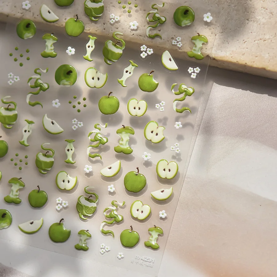 1 лист желе красные и зеленые яблоки дизайн ногтей наклейки самоклеящиеся для