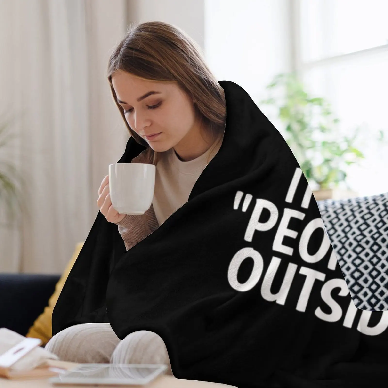 S t i c h I Like To Stay In Bed It's Too Peopley Наружное одеяло Фланелевые одеяла