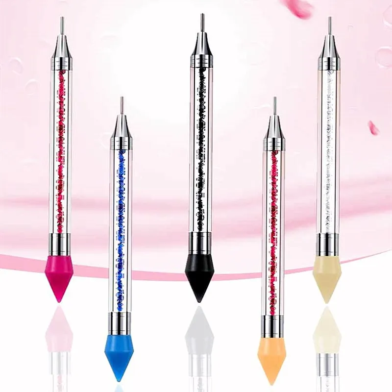 

1 шт. двойная насадка, акриловая ручка для точек для ногтей, Искусственный драгоценный камень, воск-карандаш для женского маникюра, инструме...