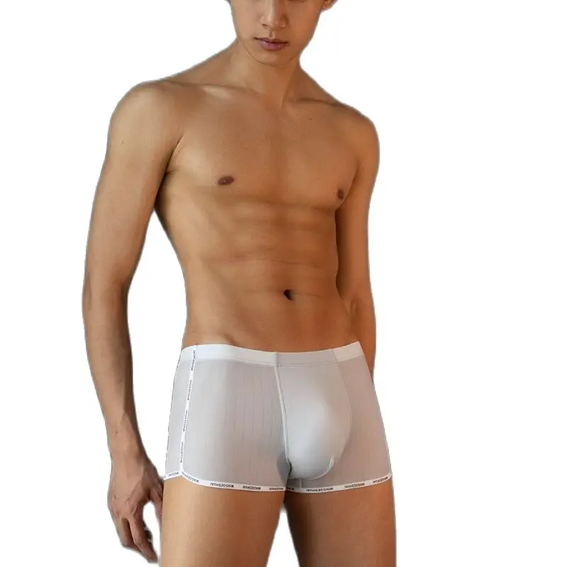 ICOOL 3PCS/Lot Ultra-Thin Antibacterial Traceless Men's Ice Silk Solid Color Sexy U-Convex Design Underwear Boxers Shorts