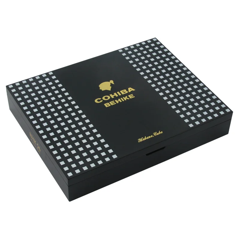 High-end Glossy Finished COHIBA BEHIKE 52/54/56 Cigar Packaging Box  Large Capacity Cigar Display Humidor Cool Gadgets